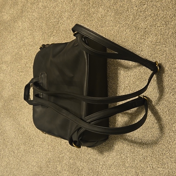 Black Pleather Purse Backpack - Picture 2 of 7
